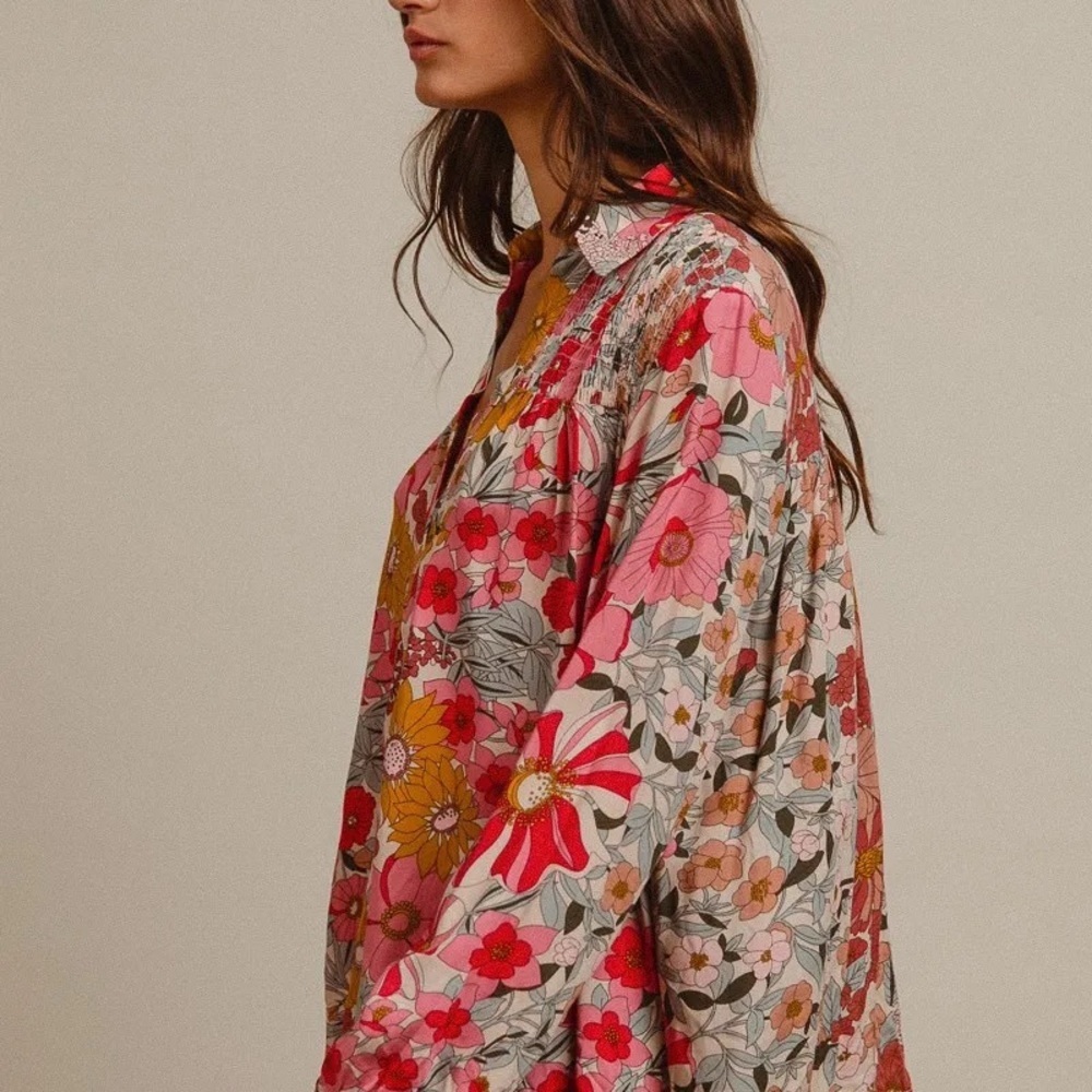 BiBi Woven Floral Printed Shirt Top - Picture 15 of 15